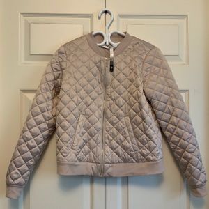 Kensie light pink quilted satiny bomber jacket